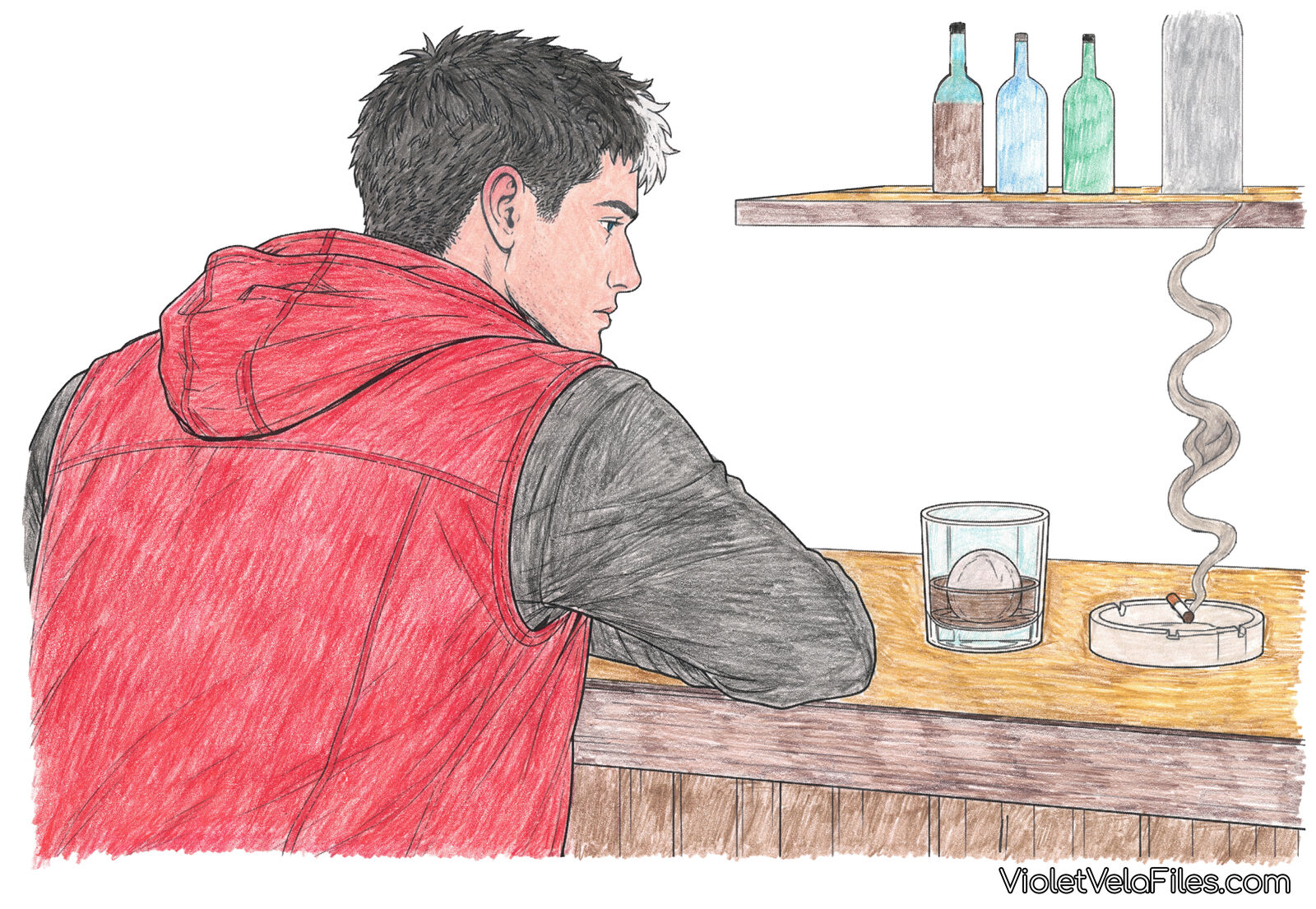 Jason Todd at the end of the bar with a whiskey-colored pour and a single hand-shaved sphere of ice