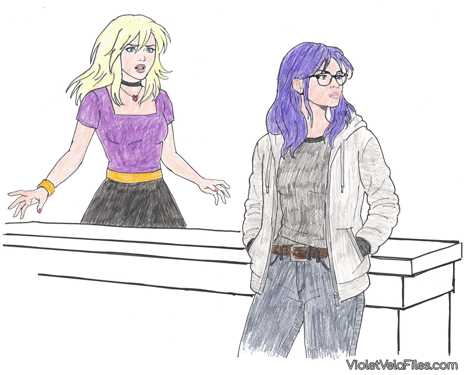 Violet Vela and Stephanie Brown at the Vela Repair counter